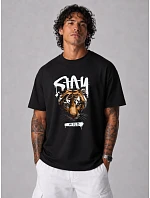 Tshirt męski oversize z nadrukiem bawełniany czarny model 22216128 - FashionStreet Tshirt męski oversize z nadrukiem bawełniany czarny model 22216128 - FashionStreet