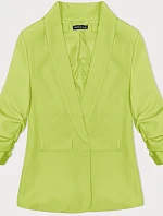 Tenká bunda s volánkovými rukávy limetkově zelená (22-356)