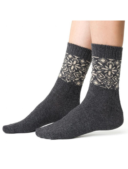 Ponožky s vlnou 093 šedé norský vzor