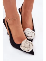 Lodičky S Ozdobou Eko Zamšové Černé Anodera