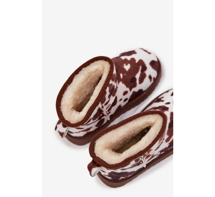 Dětské zimní boty pro mládež s teplou podšívkou s flísky bílo-hnědé Mireya