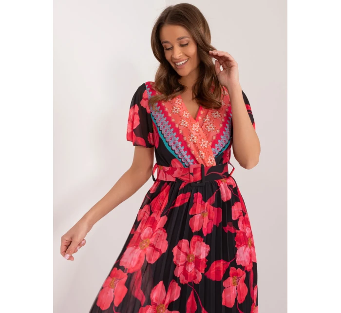 Sukienka DHJ SK  czarno czerwony model 20095159 - FPrice