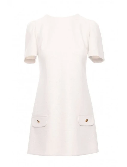 model 21061547 Mini šaty áčkového střihu krémové - Moe