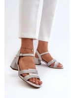 Dámské sandály na vysokém podpatku vyrobené z eko kůže Sergio Leone Grey Dámské sandály na vysokém podpatku vyrobené z eko kůže Sergio Leone Grey