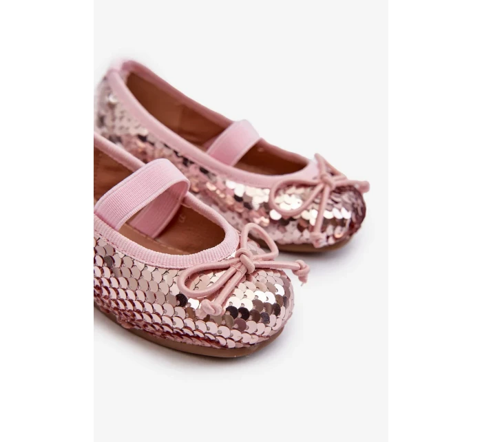 Dětské balerínky zdobené flitry, růžové Weries Dětské balerínky zdobené flitry, růžové Weries