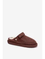 Dámské zateplené pantofle s páskem Rilena - čokoládové