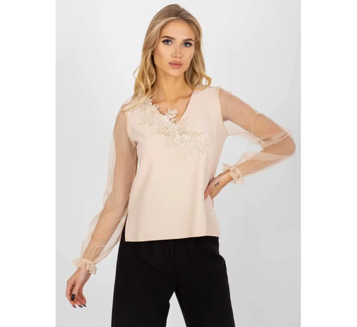 Dámská halenka LK BZ 506666 1.66P Béžová - FPrice Dámská halenka LK BZ 506666 1.66P Béžová - FPrice