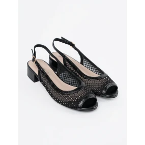 Moderní černé dámské  sandály Obcas