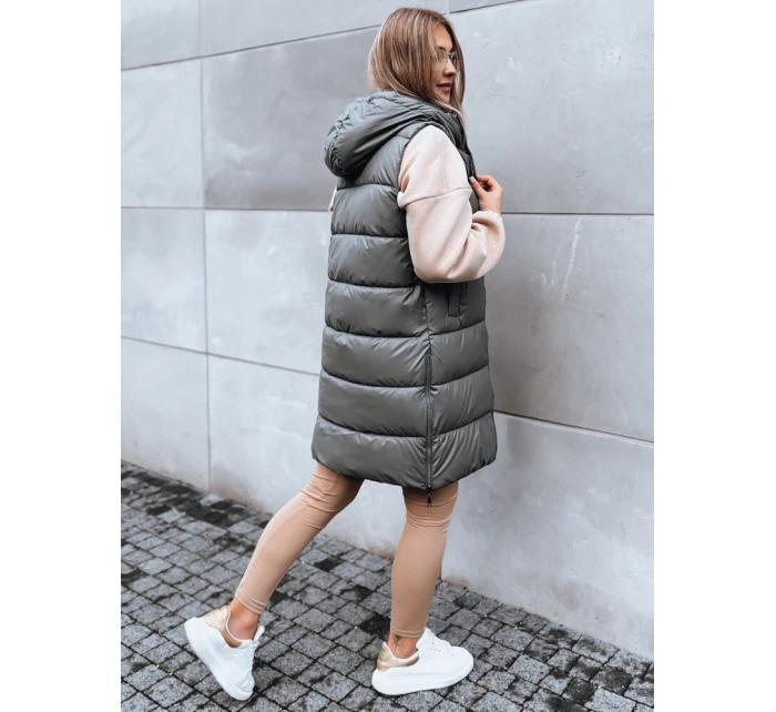 Dámská dlouhá prošívaná vesta FAR AWAY tmavě šedá FashionStreet TY3832