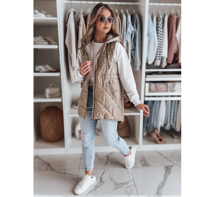 Dámská přechodná prošívaná vesta OLINVIA camel FashionStreet TY4835 Dámská přechodná prošívaná vesta OLINVIA camel FashionStreet TY4835