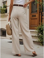 Dámské kalhoty z lyocellu se širokými nohavicemi, béžové, FashionStreet UY3068