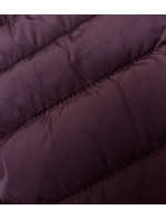 Prošívaná dámská bunda ve vínové burgundské barvě s kapucí (16M9103-01)