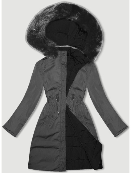 Černo-šedá oboustranná dámská bunda J Style pro přechodné období (16M9159-392)