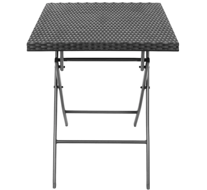 BALKONOVÝ NÁBYTEK SET STŮL 58X58X70CM A 2 ŽIDLE ČERNÁ