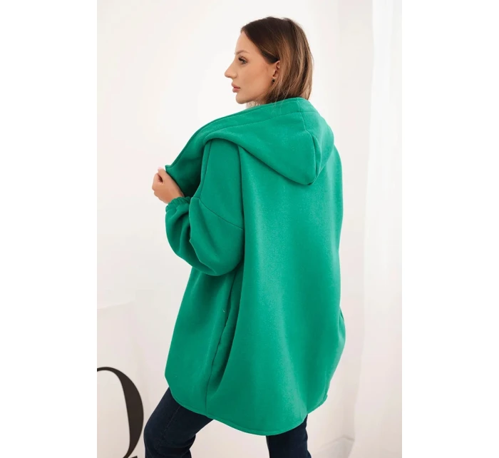 Dámská mikina s kapucí a asymetrickým zipem zelená Dámská mikina s kapucí a asymetrickým zipem zelená