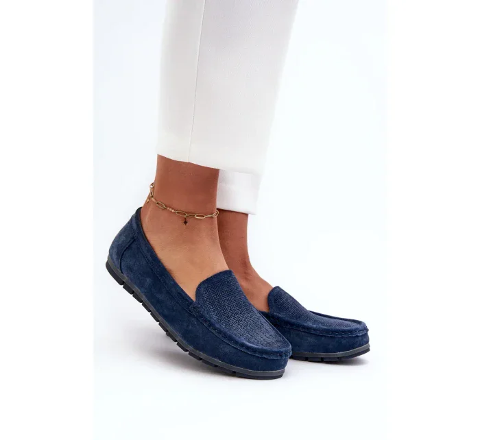 Dámské semišové mokasíny, tmavě modrá, S.Barski Dámské semišové mokasíny, tmavě modrá, S.Barski