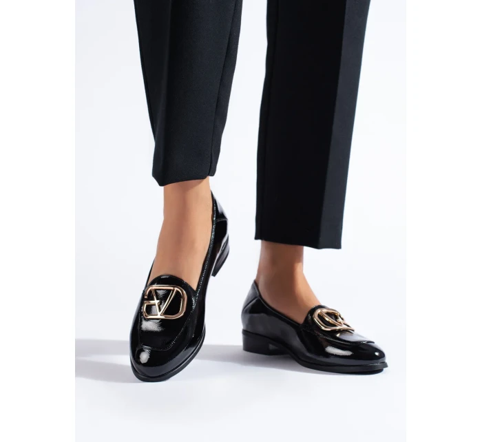 Krásné  polobotky dámské černé na plochém podpatku