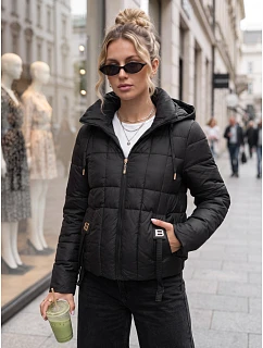Kurtka damska pikowana z kapturem czarna model 22341075 - FashionStreet