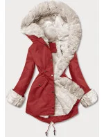 Tmavě červená bunda parka s odepínací kožešinovou podšívkou model 21246773 - J.STYLE Tmavě červená bunda parka s odepínací kožešinovou podšívkou model 21246773 - J.STYLE