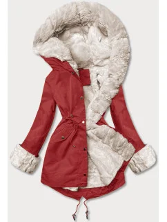 Tmavě červená bunda parka s odepínací kožešinovou podšívkou model 21246773 - J.STYLE