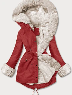 Parka s kožešinovou podšívkou tmavě červená (5M763-6)
