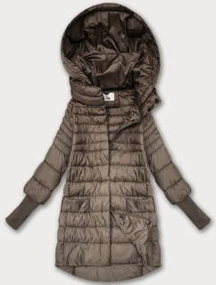 Béžová dámská bunda pro přechodné období s stahovacími lemy model 21389944 - FLY MODA