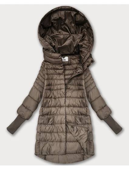 Béžová dámská bunda pro přechodné období s stahovacími lemy model 21389944 - FLY MODA