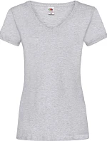 Fruit of the Loom Lady-Fit Valueweight V-Neck T Dámské tričko s výstřihem do V 16.1398 heather grey