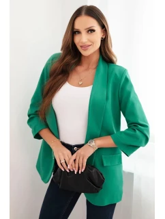 Dámská sako bez zapínání s podšívkou S/M zelená