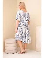 Dámské viskózové šaty Plus Size s krátkým rukávem a model 22043098 střihem béžová - K-Fashion