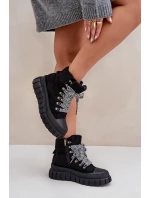 Dámské Zateplené Botky Trapery Na Platformě Černé model 21680175 - EVENTO