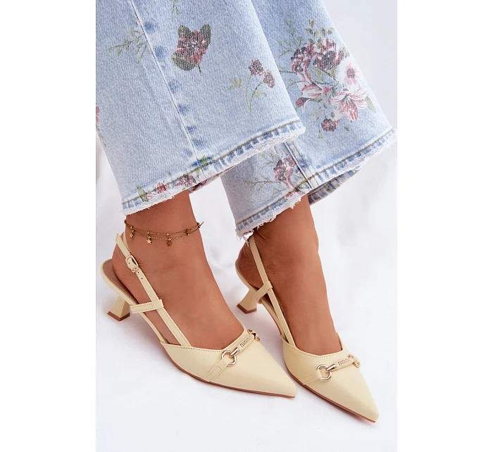 Ženské sandály na podpatku se špičatými špičkami Žluté Felessa