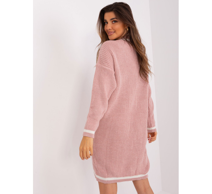 Světle růžové volné pletené šaty