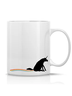 JEDNOROŽEC S DUHOU - klasický bílý keramický hrníček 300 ml