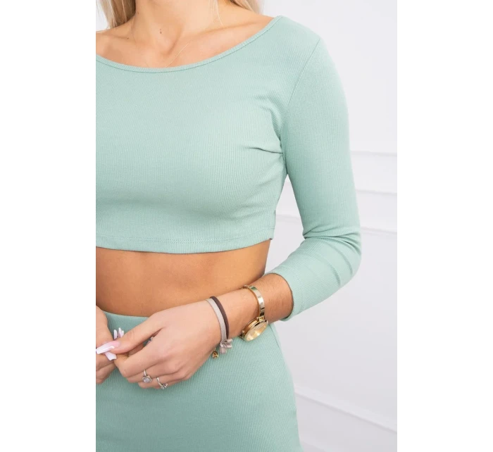 Souprava halenky a sukně tmavě mátová