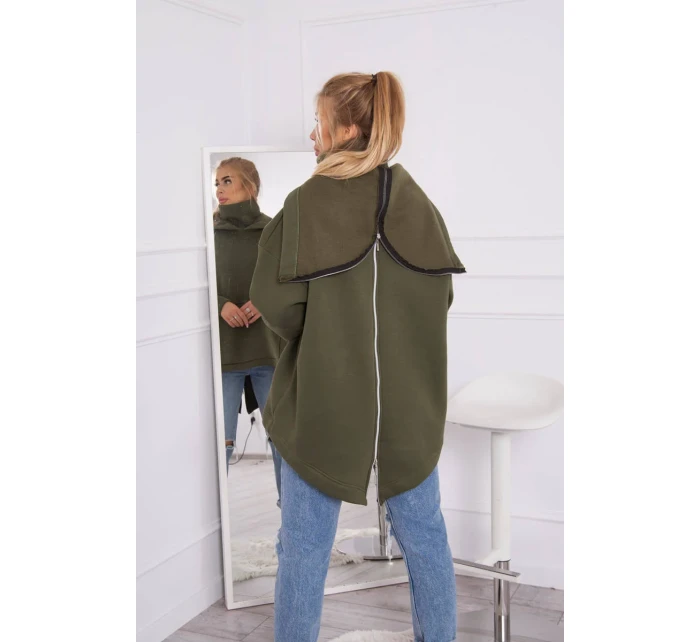 Zateplená mikina se zipem na zádech v barvě khaki Zateplená mikina se zipem na zádech v barvě khaki