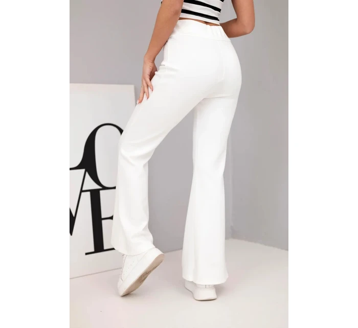 Dámské kalhoty máslíčko s rozšiřující se nohavicí ecru