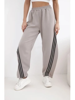 Dámské kalhoty máslové z viskózy s lampasem fango