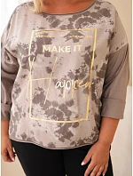 Dámská bavlněná halenka Plus Size s potiskem a výstřihem do U fango barva Dámská bavlněná halenka Plus Size s potiskem a výstřihem do U fango barva