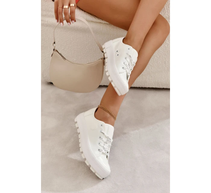 Módní lakované tenisky Big Star KK274045 Bílá Módní lakované tenisky Big Star KK274045 Bílá