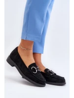 Dámské semišové mokasíny s ozdobou Černé Echonesa