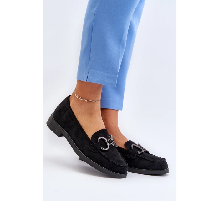 Dámské semišové mokasíny s ozdobou Černé Echonesa