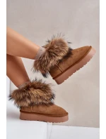 Kožené Sněhule Na Platformě S Kožešinou Camel model 21677869 - Boto