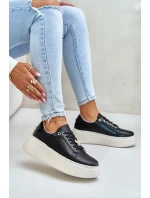 Kožené Dámské Tenisky Na Platformě S Broží Vinceza Černé Kožené Dámské Tenisky Na Platformě S Broží Vinceza Černé