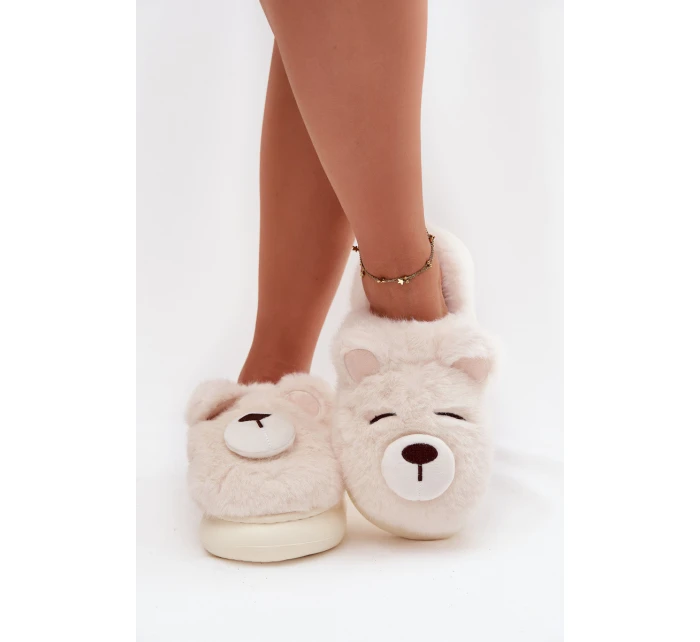 Dámské chlupaté papuče s motivem medvídka – bílé Galine Dámské chlupaté papuče s motivem medvídka – bílé Galine
