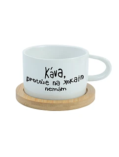 KÁVA, PROTOŽE NA KOKAIN NEMÁM - bílý hrníček makronka 200 ml