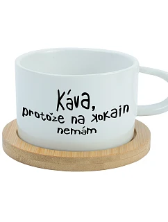 KÁVA, PROTOŽE NA KOKAIN NEMÁM - bílý hrníček makronka 200 ml