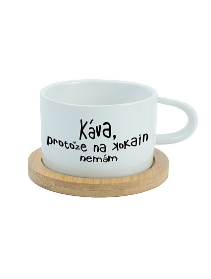 KÁVA, PROTOŽE NA KOKAIN NEMÁM - bílý hrníček makronka 200 ml
