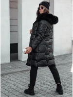 Dámská zimní bunda dlouhá prošívaná s kožešinou černá Dstreet model 21980681 - FashionStreet