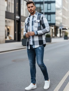 Pánská modrá kostkovaná košile model 21994100 - Dstreet